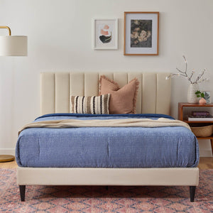 Upholstered Bed with Vertical Channel Headboard