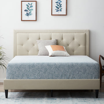 Upholstered Bed with Diamond Tufted Headboard
